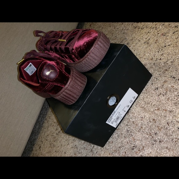 Rihanna Shoes - Rihanna Fenty Burgundy Platform Sneakers